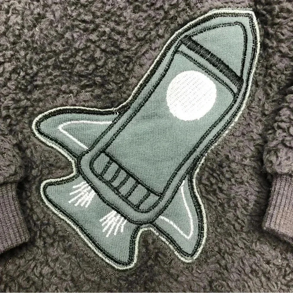 PL Baby Sweatshirt Rocket Ship Fuzzy Blue  Size 0-3 Months - Picture 3 of 16